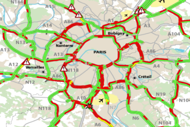 carte de la région parisienne générée par Sytadin.fr